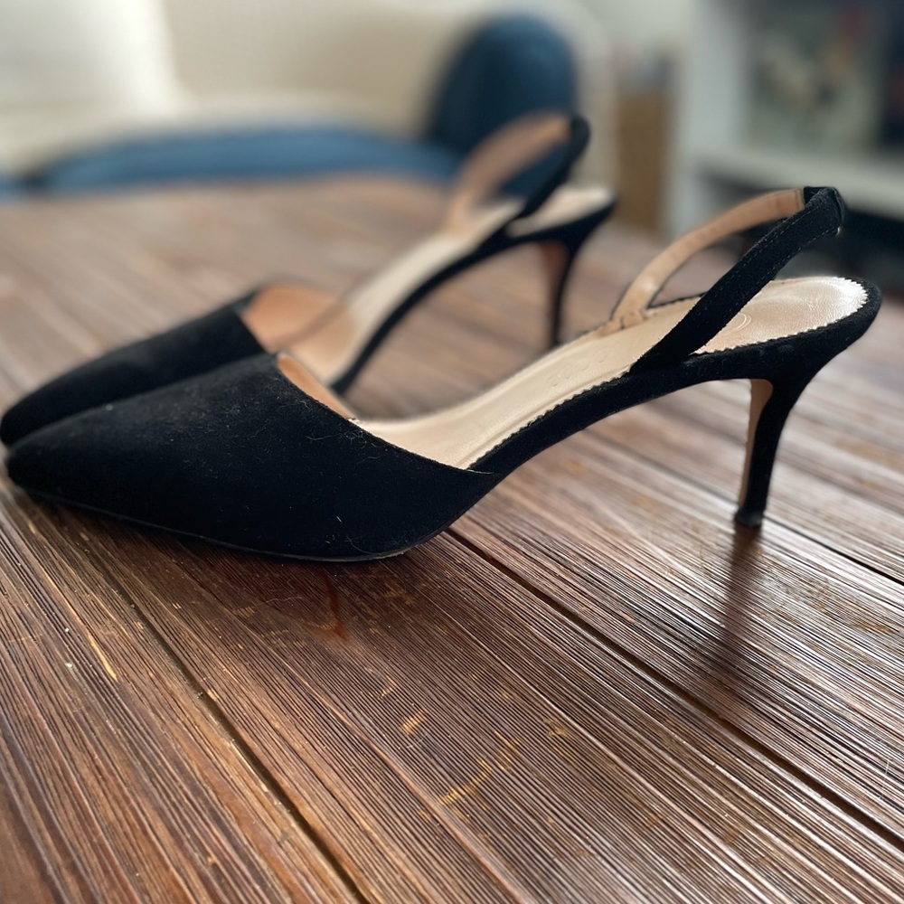 J. Crew Black Slingback Suede Heels